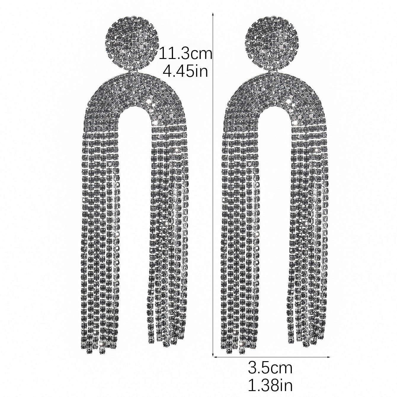 1 Pair Elegant Luxurious U Shape Tassel Inlay Alloy Rhinestones Drop Earrings