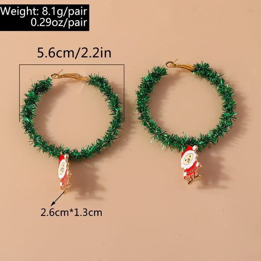 1 Piece Cute Christmas Christmas Tree Santa Claus Elk Plating Alloy Hoop Earrings