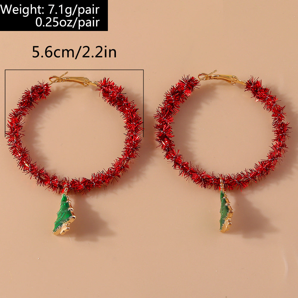 1 Piece Cute Christmas Christmas Tree Santa Claus Elk Plating Alloy Hoop Earrings