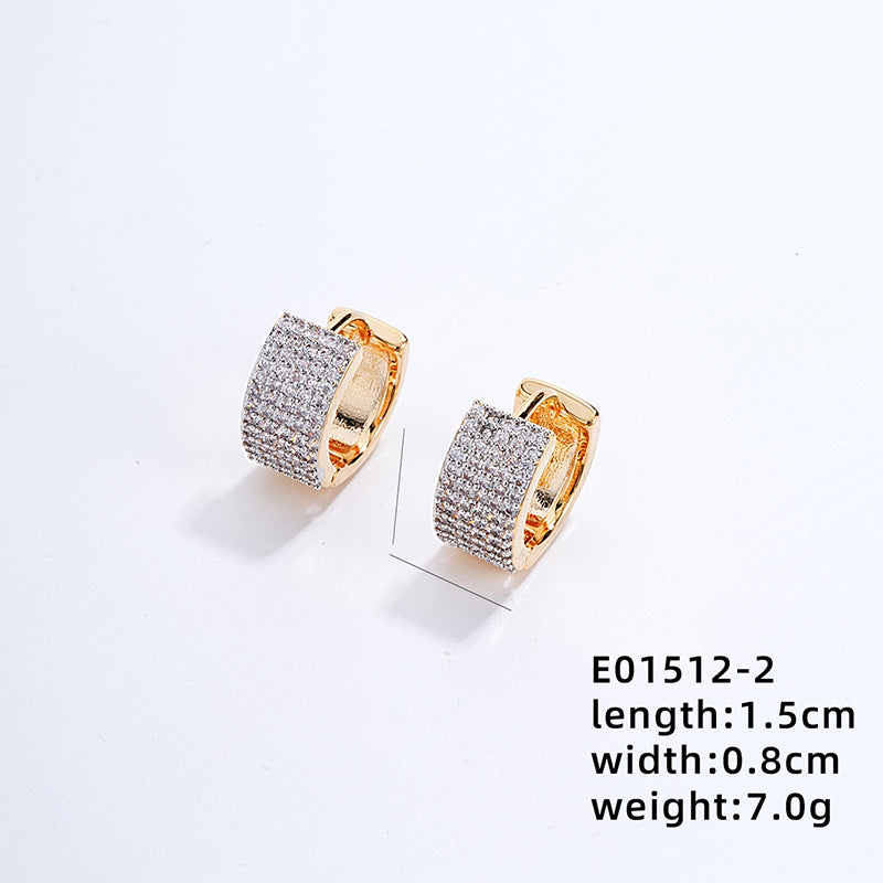 1 Pair Elegant Color Block Plating Inlay Copper Zircon Earrings