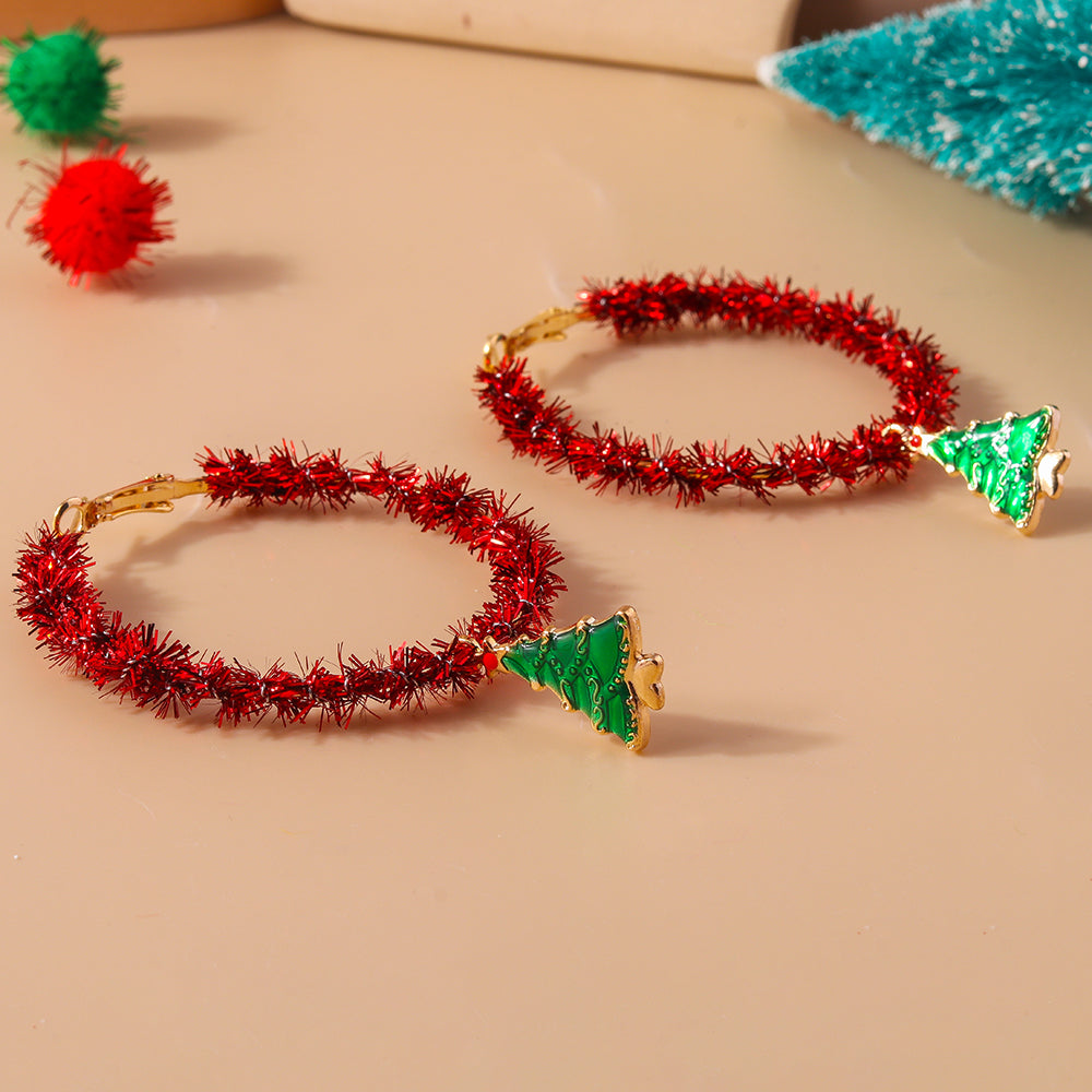 1 Piece Cute Christmas Christmas Tree Santa Claus Elk Plating Alloy Hoop Earrings