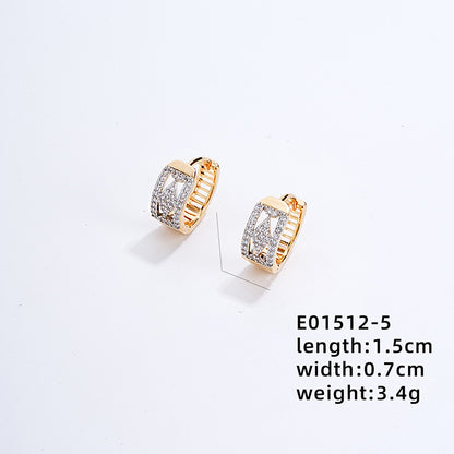 1 Pair Elegant Color Block Plating Inlay Copper Zircon Earrings