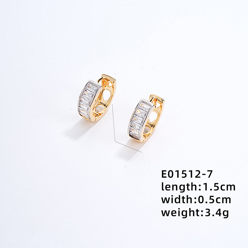 1 Pair Elegant Color Block Plating Inlay Copper Zircon Earrings