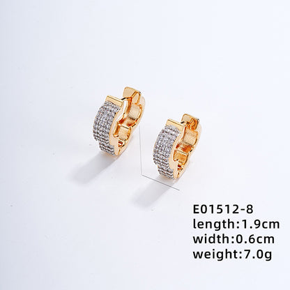 1 Pair Elegant Color Block Plating Inlay Copper Zircon Earrings