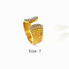 Wholesale Jewelry Exaggerated French Style Solid Color Stainless Steel Rhinestones 18K Gold Plated Plating Inlay Open Rings