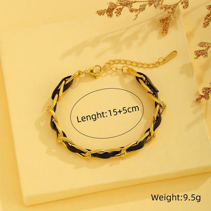 Elegant Circle Roman Numeral Butterfly Titanium Steel Plating 18k Gold Plated Bracelets