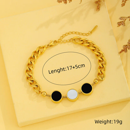 Elegant Circle Roman Numeral Butterfly Titanium Steel Plating 18k Gold Plated Bracelets