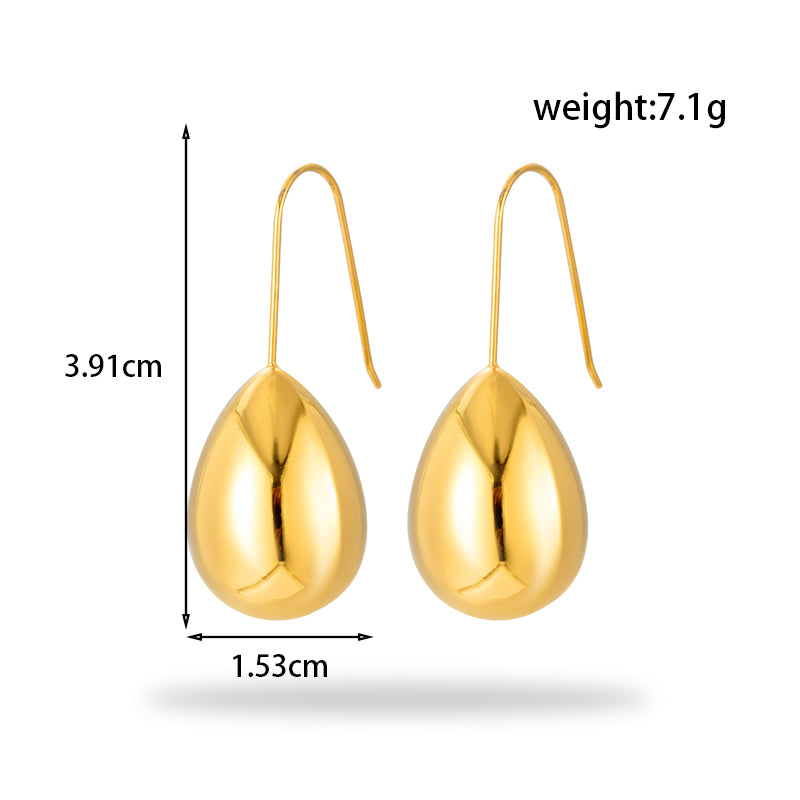 1 Pair French Style Simple Style Oval Plating Stainless Steel 18k Gold Plated Drop Earrings