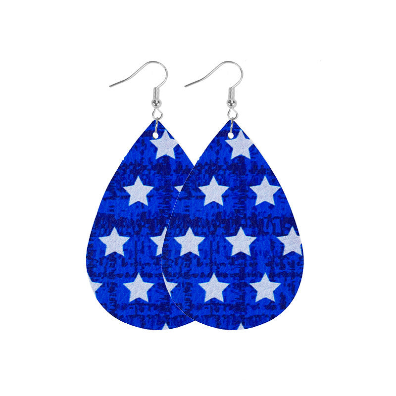 1 Pair Ethnic Style Star Leather Drop Earrings