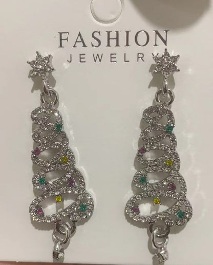 1 Pair Elegant Christmas Tree Plating Inlay Alloy Rhinestones Drop Earrings