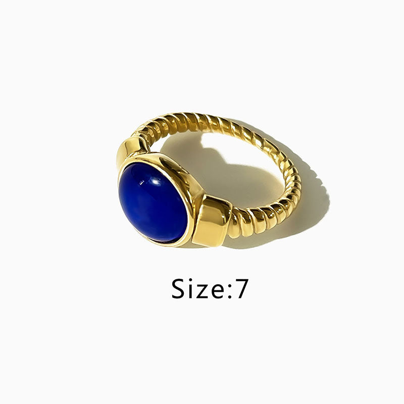 Simple Style Oval Stainless Steel Plating Inlay Glass 18k Gold Plated Rings