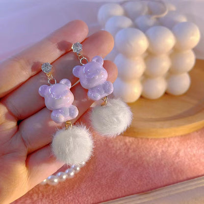 1 Pair Sweet Bear Resin Drop Earrings