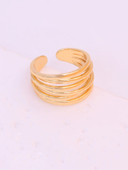 Hip-hop Solid Color Classic Style Hand Heart Shape Copper Shiny Metallic Polishing Plating 18k Gold Plated Women's Open Rings Rings