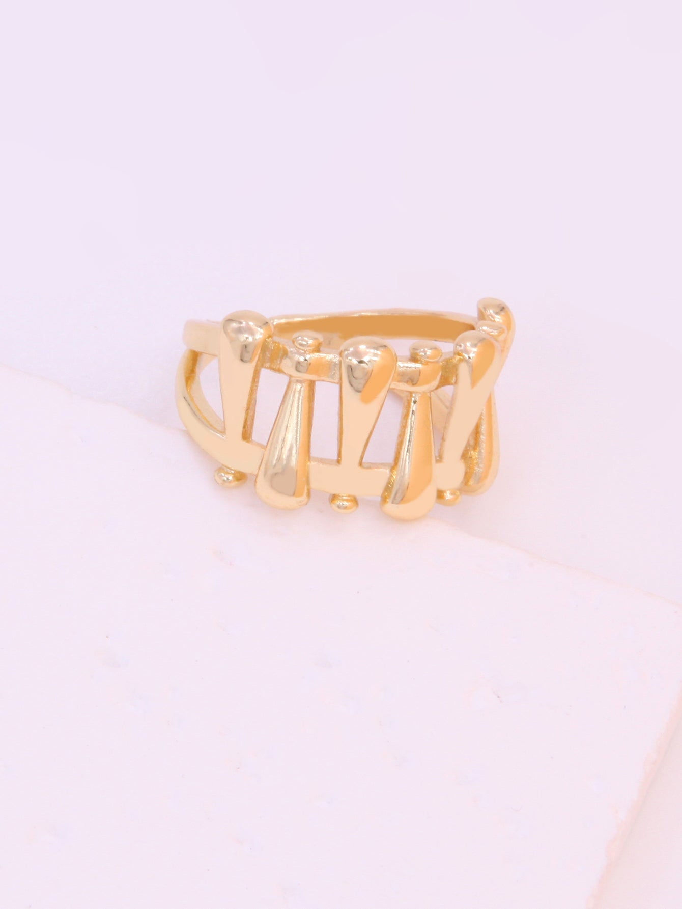 Hip-hop Solid Color Classic Style Hand Heart Shape Copper Shiny Metallic Polishing Plating 18k Gold Plated Women's Open Rings Rings