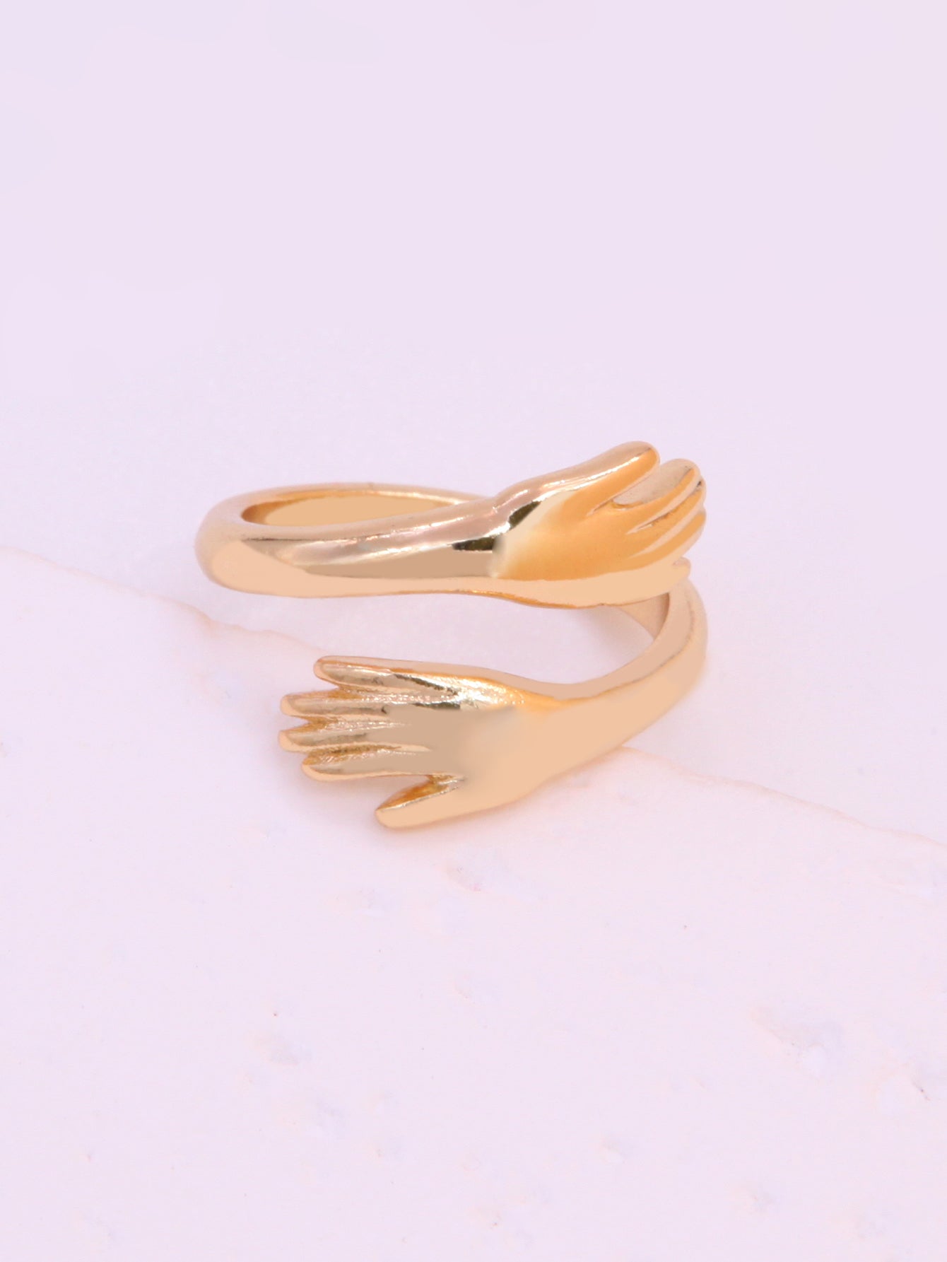 Hip-hop Solid Color Classic Style Hand Heart Shape Copper Shiny Metallic Polishing Plating 18k Gold Plated Women's Open Rings Rings