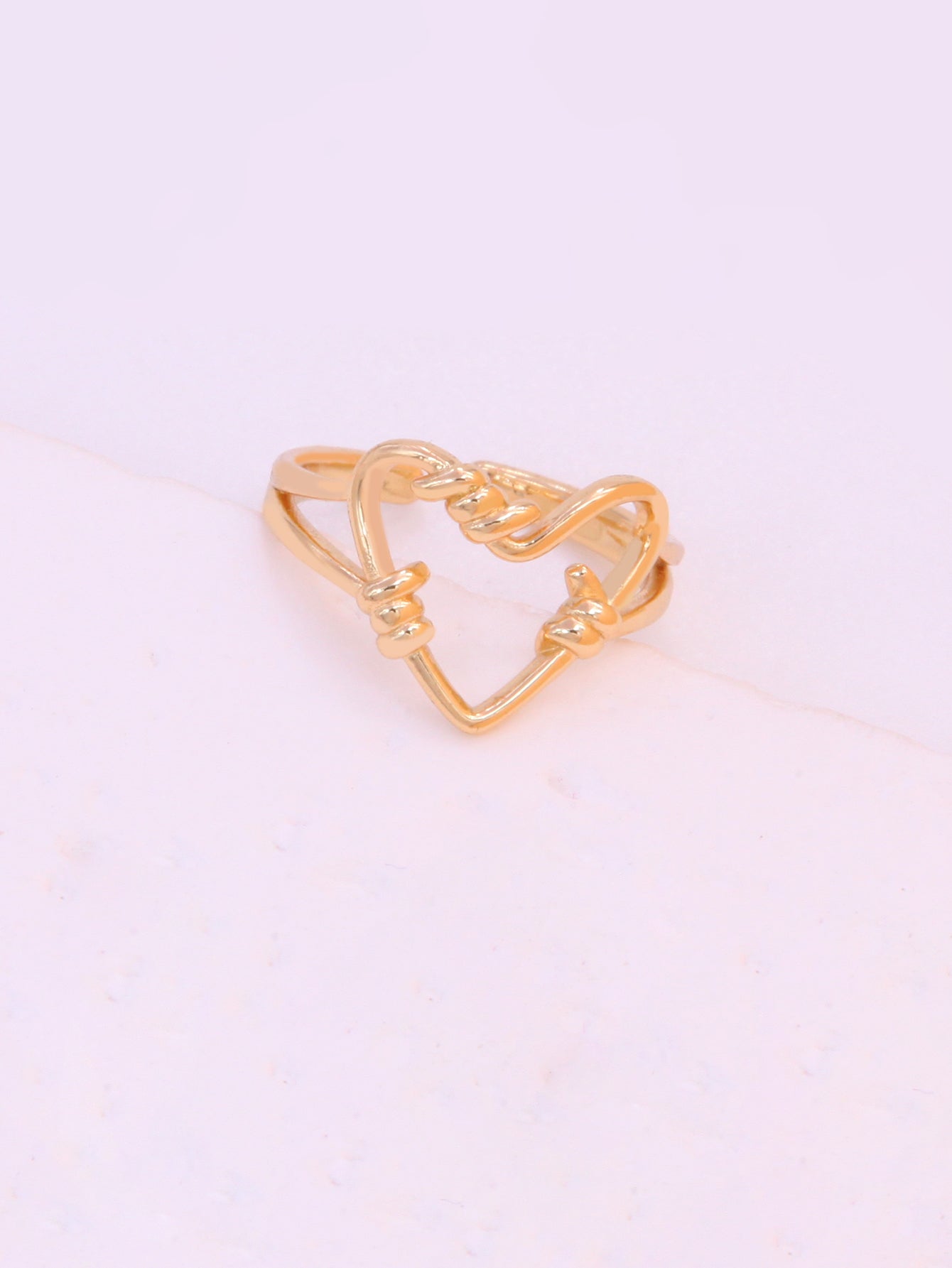 Hip-hop Solid Color Classic Style Hand Heart Shape Copper Shiny Metallic Polishing Plating 18k Gold Plated Women's Open Rings Rings