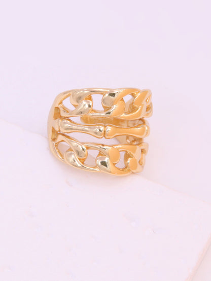 Hip-hop Solid Color Classic Style Hand Heart Shape Copper Shiny Metallic Polishing Plating 18k Gold Plated Women's Open Rings Rings