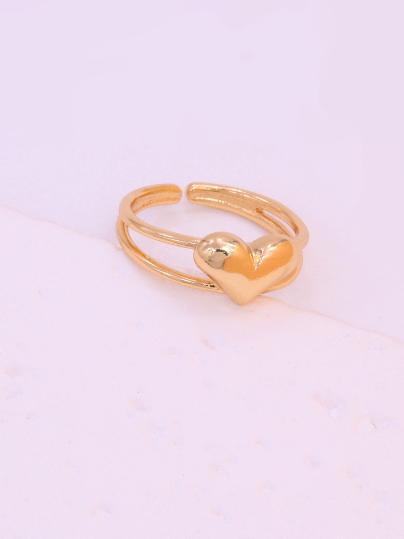 Hip-hop Solid Color Classic Style Hand Heart Shape Copper Shiny Metallic Polishing Plating 18k Gold Plated Women's Open Rings Rings