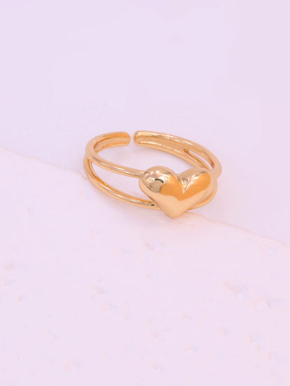 Hip-hop Solid Color Classic Style Hand Heart Shape Copper Shiny Metallic Polishing Plating 18k Gold Plated Women's Open Rings Rings