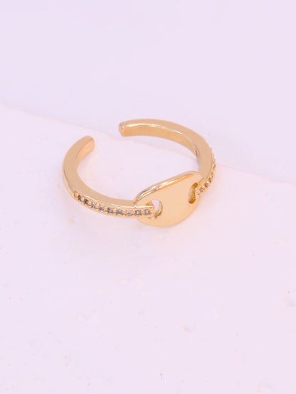 Hip-hop Solid Color Classic Style Hand Heart Shape Copper Shiny Metallic Polishing Plating 18k Gold Plated Women's Open Rings Rings