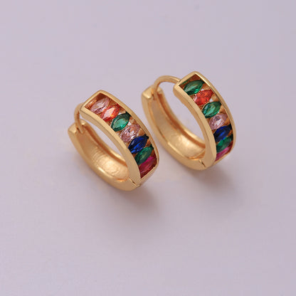 1 Pair Ig Style Luxurious Shiny Solid Color Plating Inlay Copper Zircon 18k Gold Plated Earrings