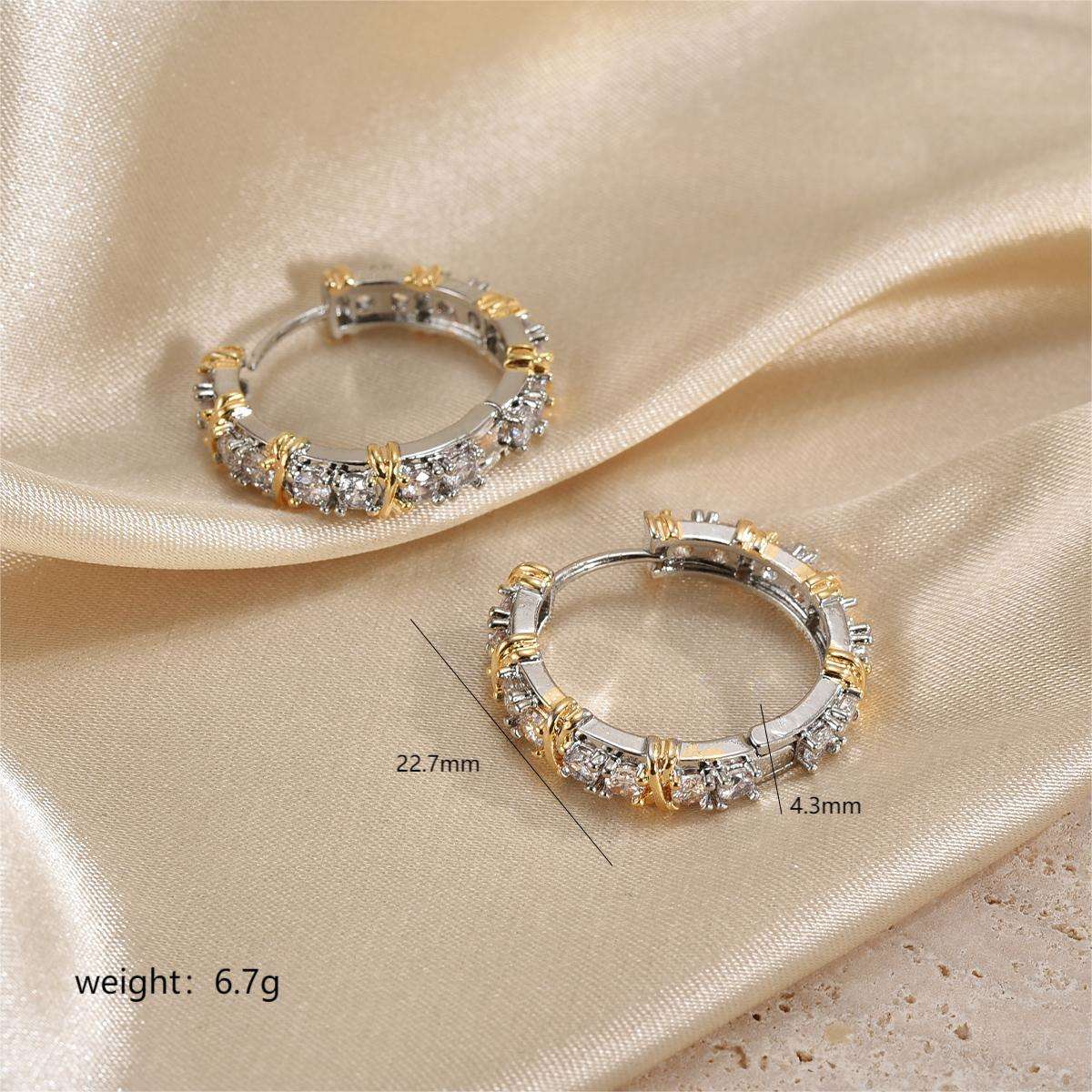 1 Pair Classic Style Circle Plating Inlay Copper Zircon 18k Gold Plated Earrings