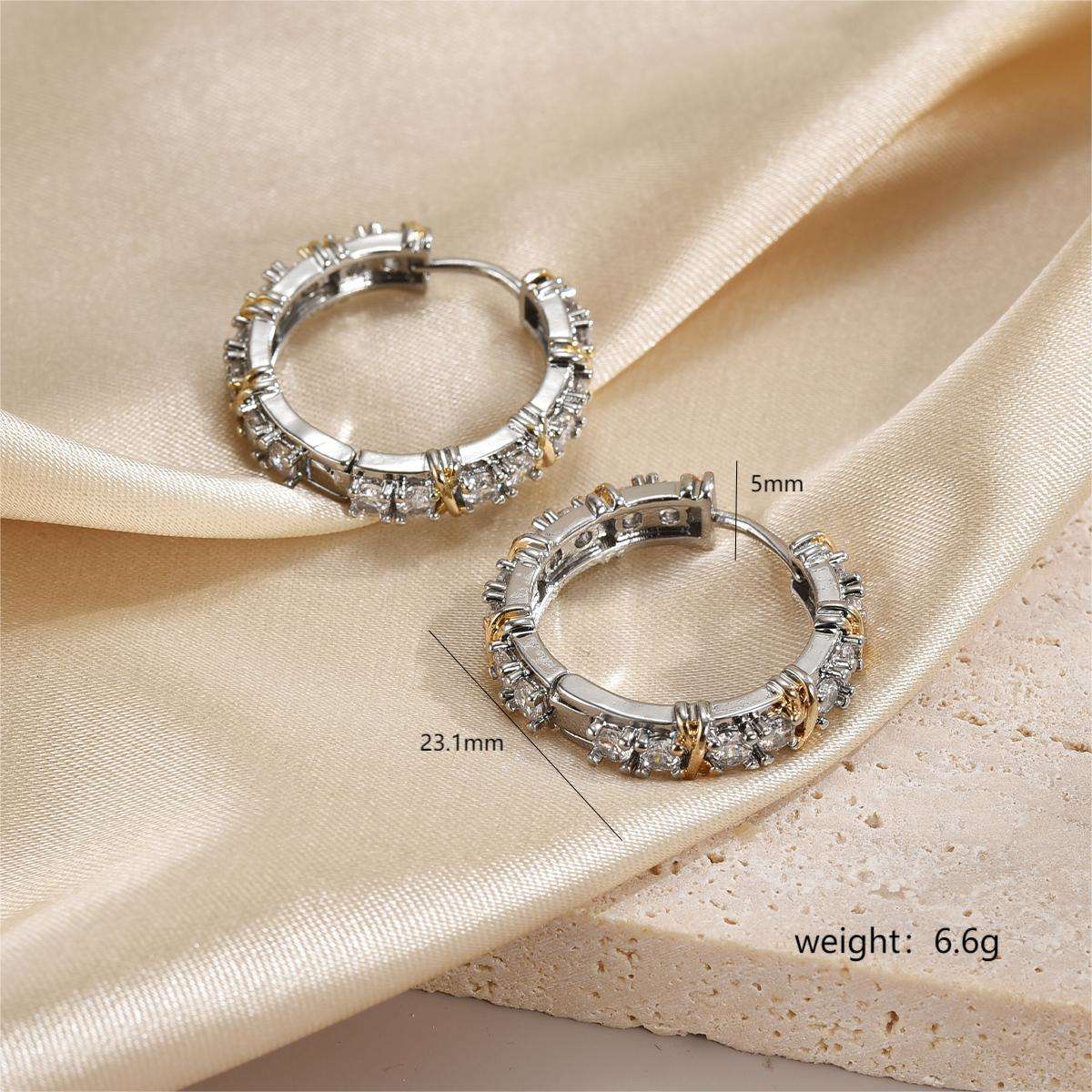 1 Pair Classic Style Circle Plating Inlay Copper Zircon 18k Gold Plated Earrings