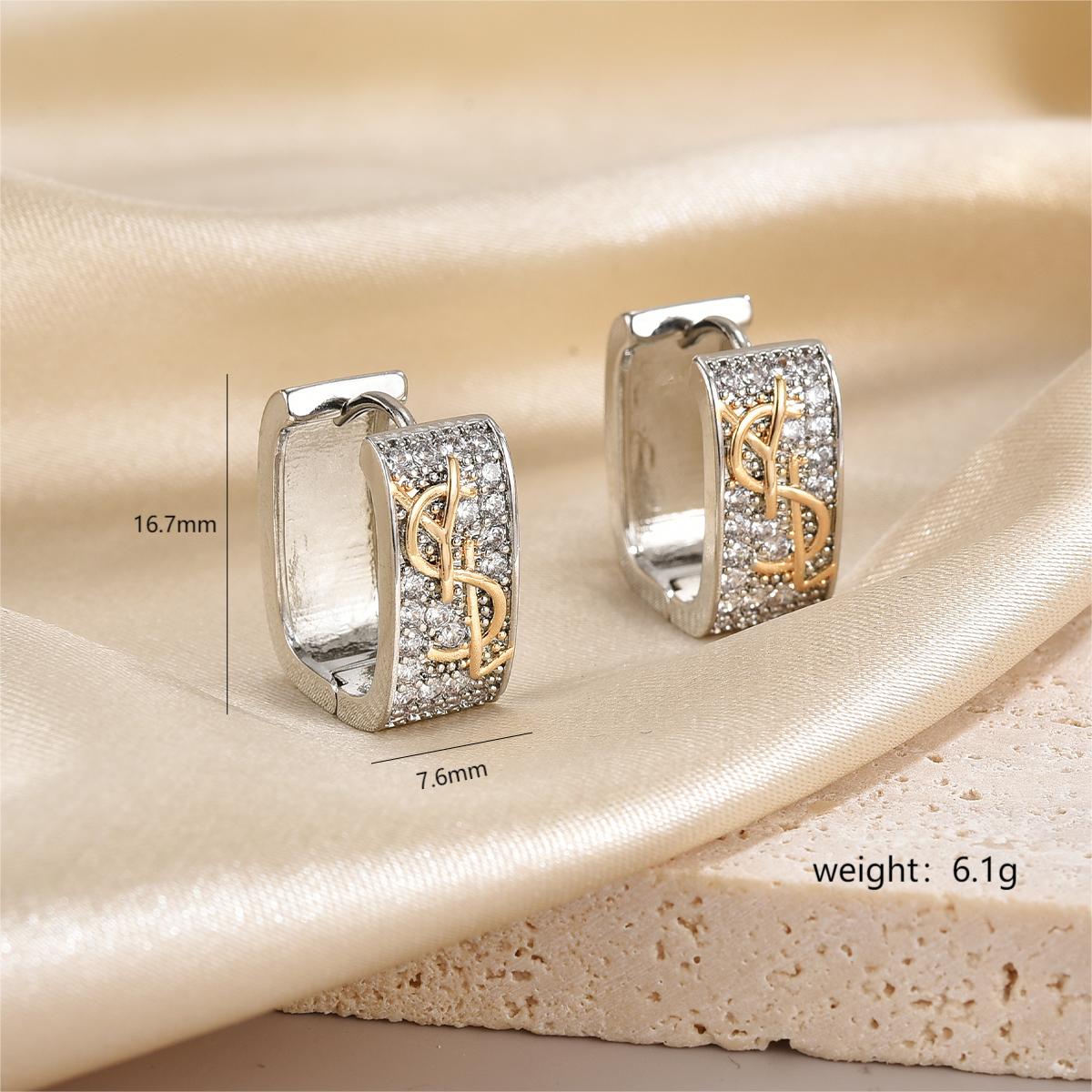 1 Pair Luxurious C Shape Plating Inlay Copper Zircon 18k Gold Plated Earrings