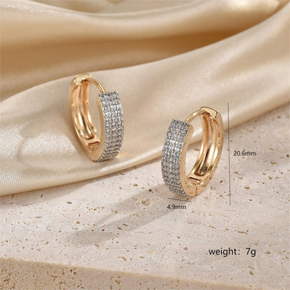 1 Pair Simple Style Streetwear Circle Plating Inlay Copper Zircon 18k Gold Plated Earrings