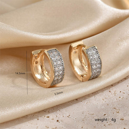 1 Pair Simple Style Streetwear Circle Plating Inlay Copper Zircon 18k Gold Plated Earrings