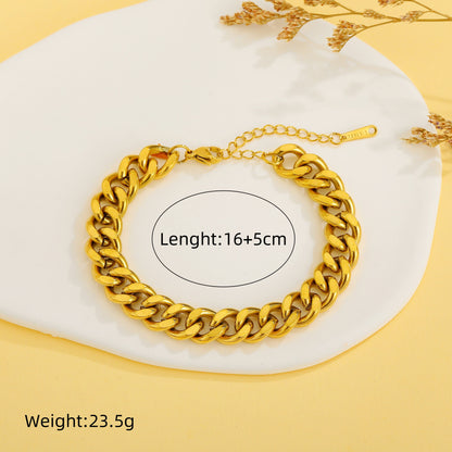 Streetwear Solid Color Titanium Steel Plating 18k Gold Plated Bracelets