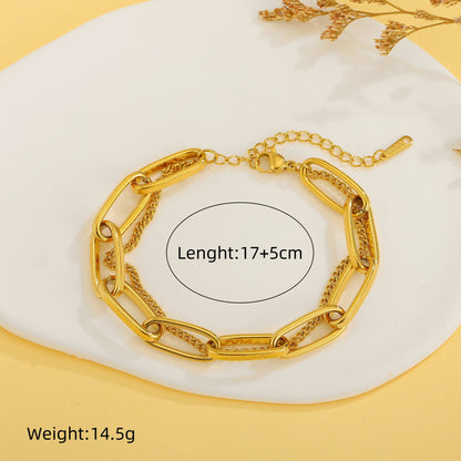 Streetwear Solid Color Titanium Steel Plating 18k Gold Plated Bracelets