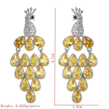 1 Pair Elegant Peacock Plating Inlay Copper Zircon White Gold Plated Drop Earrings