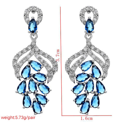 1 Pair Commute Water Droplets Plating Inlay Copper Zircon White Gold Plated Drop Earrings