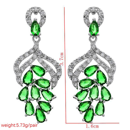 1 Pair Commute Water Droplets Plating Inlay Copper Zircon White Gold Plated Drop Earrings