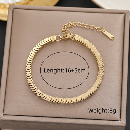 Streetwear Solid Color Titanium Steel Plating 18k Gold Plated Bracelets