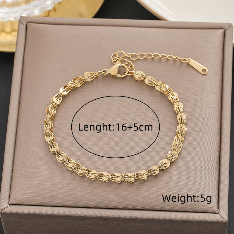 Streetwear Solid Color Titanium Steel Plating 18k Gold Plated Bracelets