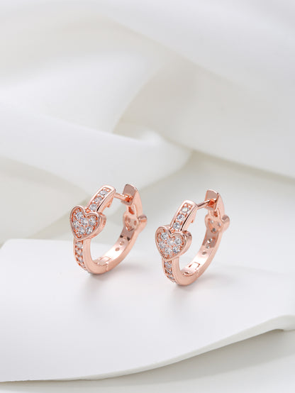 1 Pair Sweet Heart Shape Inlay Copper Zircon Earrings