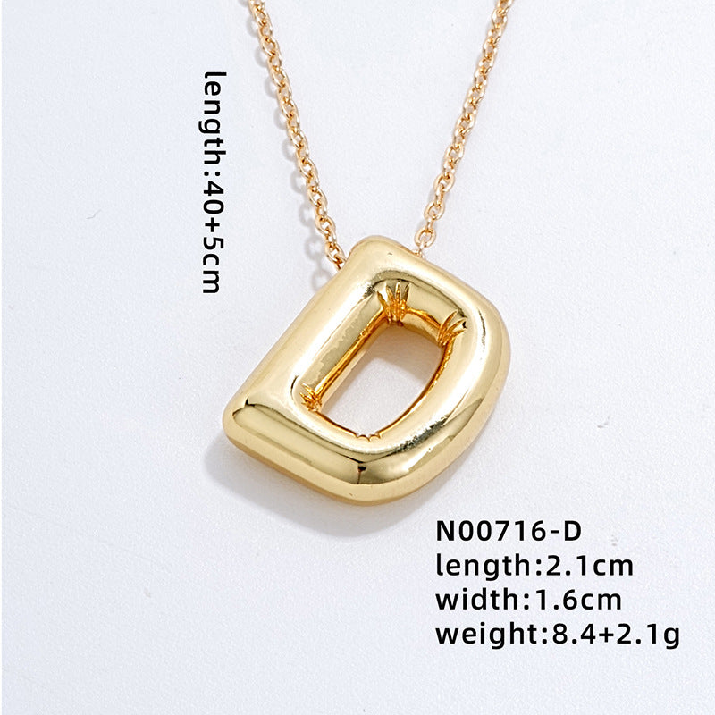 Casual Simple Style Letter Copper Pendant Necklace In Bulk