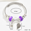 Cute Fashion Sweet Devil's Eye Feather Flower Stainless Steel Plating Inlay Zircon White Gold Plated Bangle