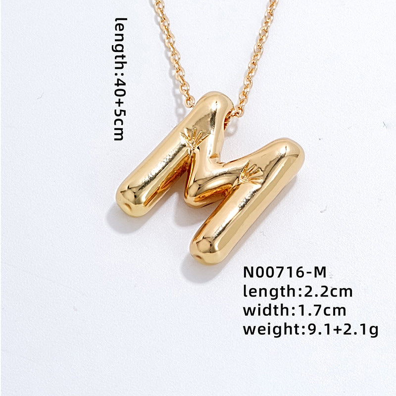 Casual Simple Style Letter Copper Pendant Necklace In Bulk