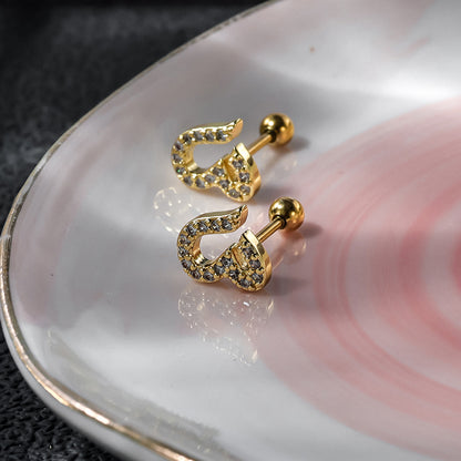 1 Pair Lady Shiny Flower Polishing Plating Inlay Stainless Steel Copper Zircon White Gold Plated Gold Plated Ear Studs