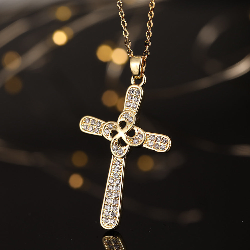 Classic Style Cross Copper Plating Pendant Necklace