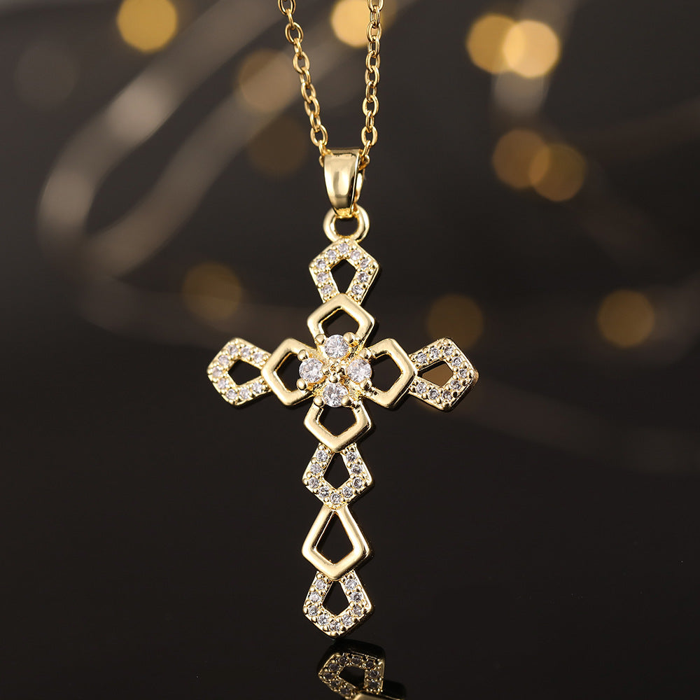 Classic Style Cross Copper Plating Pendant Necklace