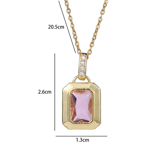 Simple Style Geometric Copper Zircon Pendant Necklace In Bulk