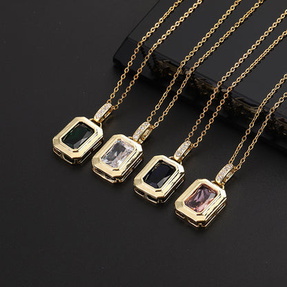 Simple Style Geometric Copper Zircon Pendant Necklace In Bulk