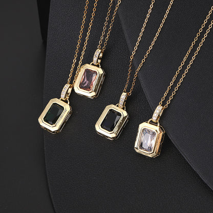 Simple Style Geometric Copper Zircon Pendant Necklace In Bulk