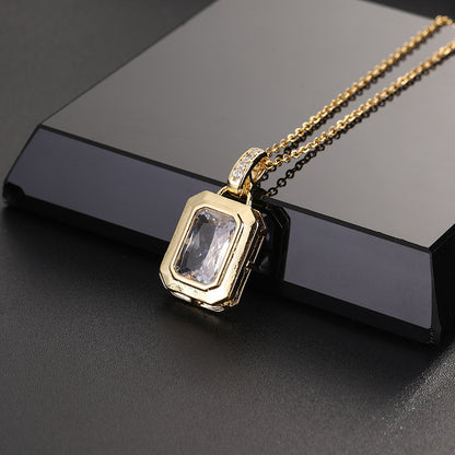 Simple Style Geometric Copper Zircon Pendant Necklace In Bulk