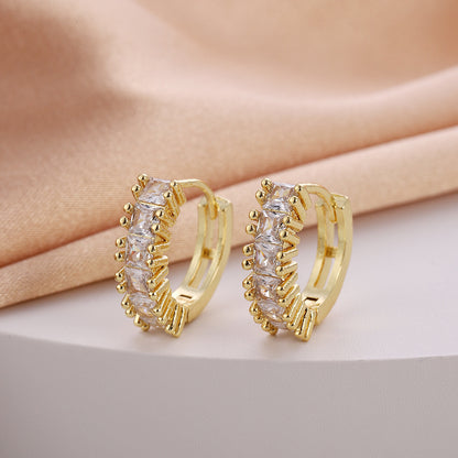 1 Pair Casual Simple Style Geometric Flower Bow Knot Plating Copper Hoop Earrings