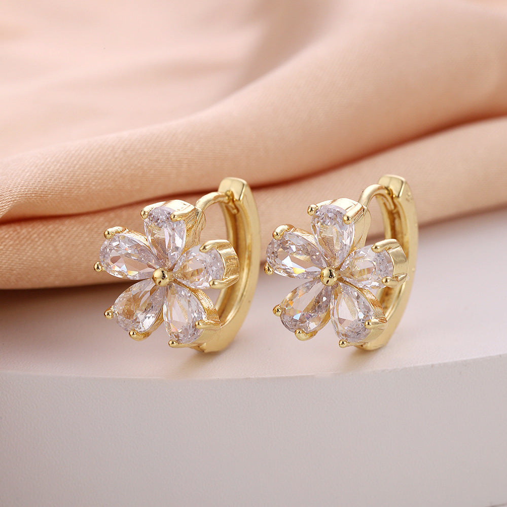 1 Pair Casual Simple Style Geometric Flower Bow Knot Plating Copper Hoop Earrings